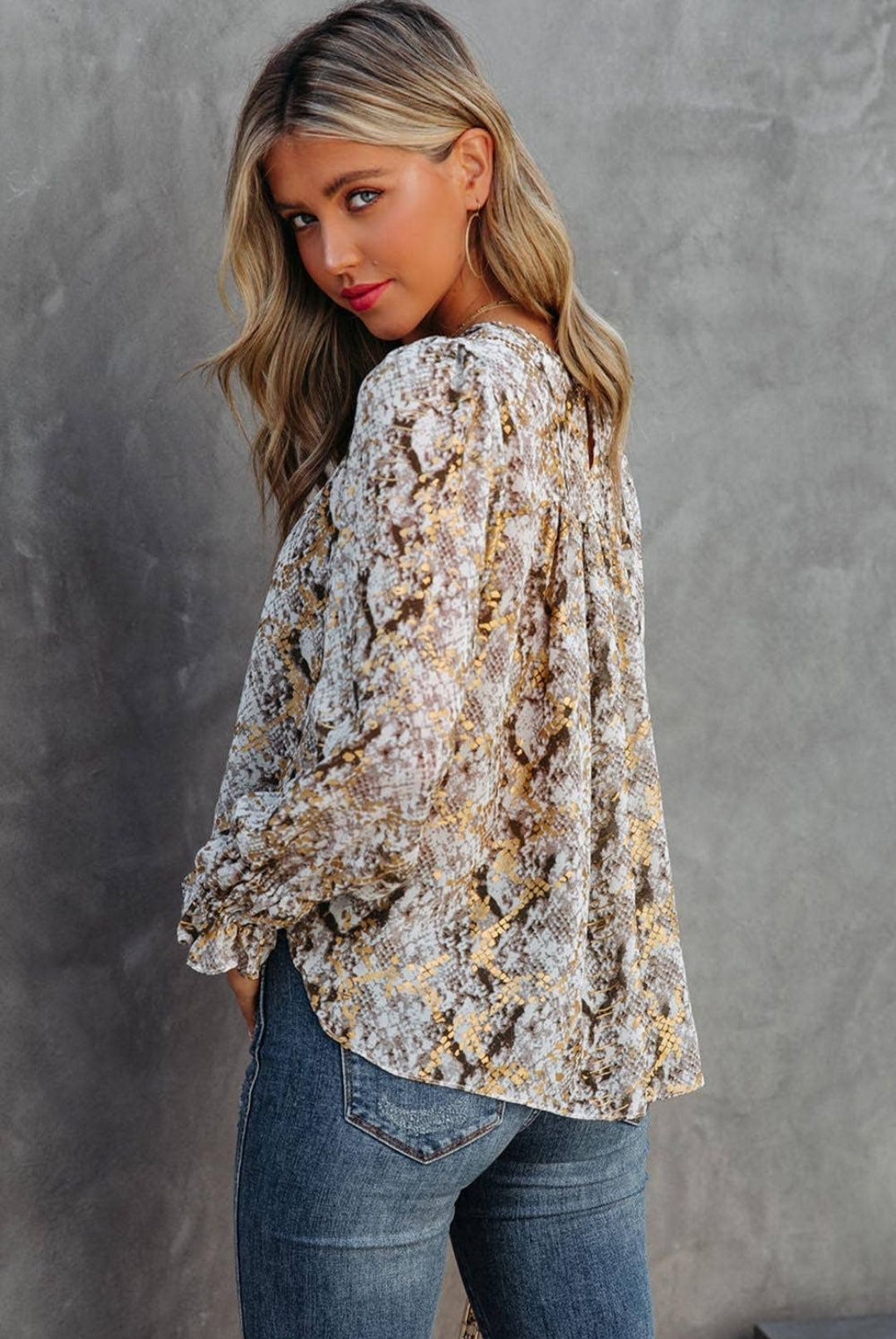 Glitter & Gold Snake Print Top