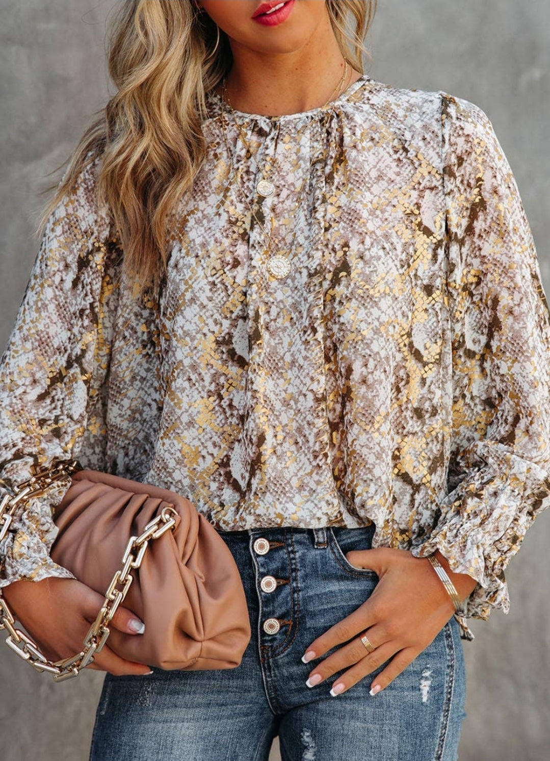 Glitter & Gold Snake Print Top