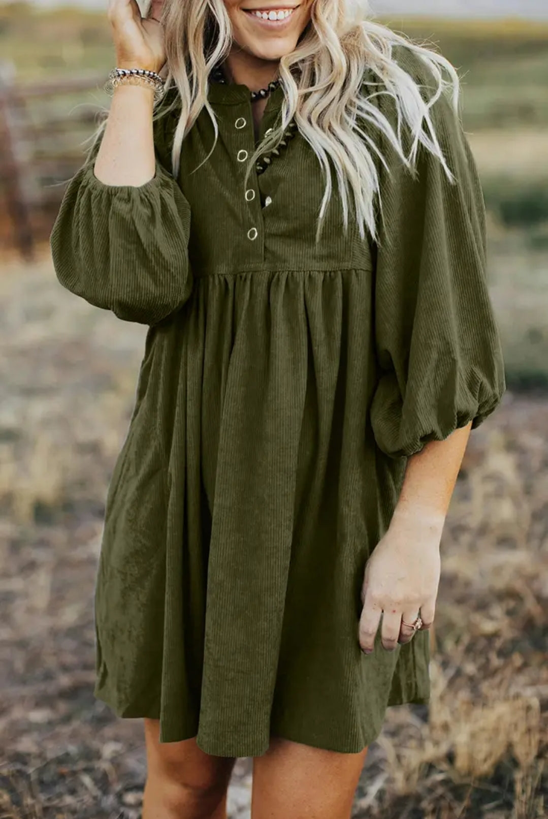 Button Corduroy Dress