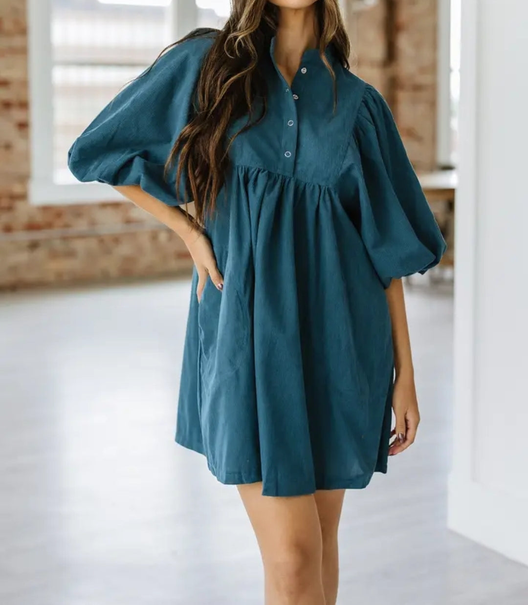 Button Corduroy Dress