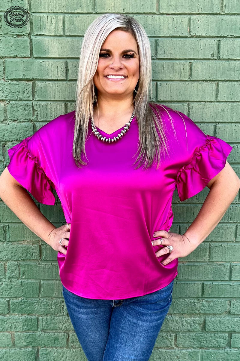 Downtown Darling Top in Berry