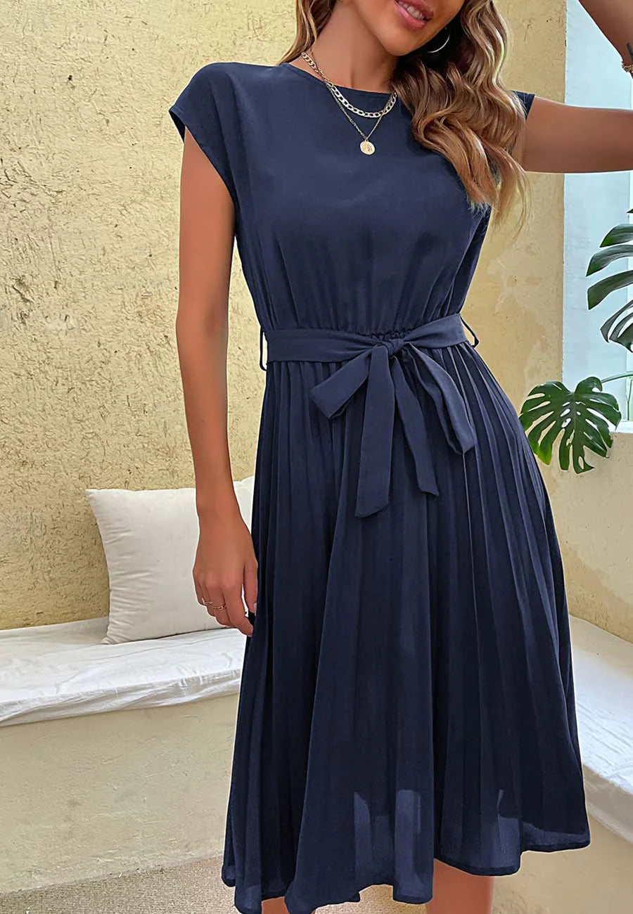 Belted Pleated Dress