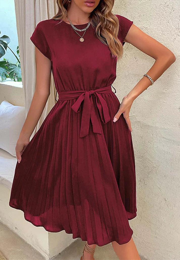 Belted Pleated Dress