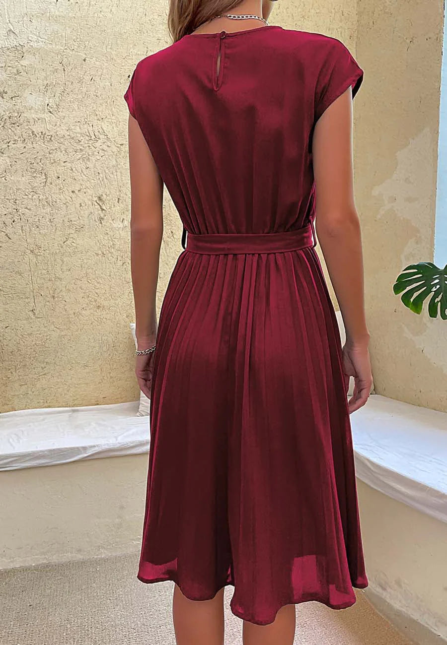 Belted Pleated Dress